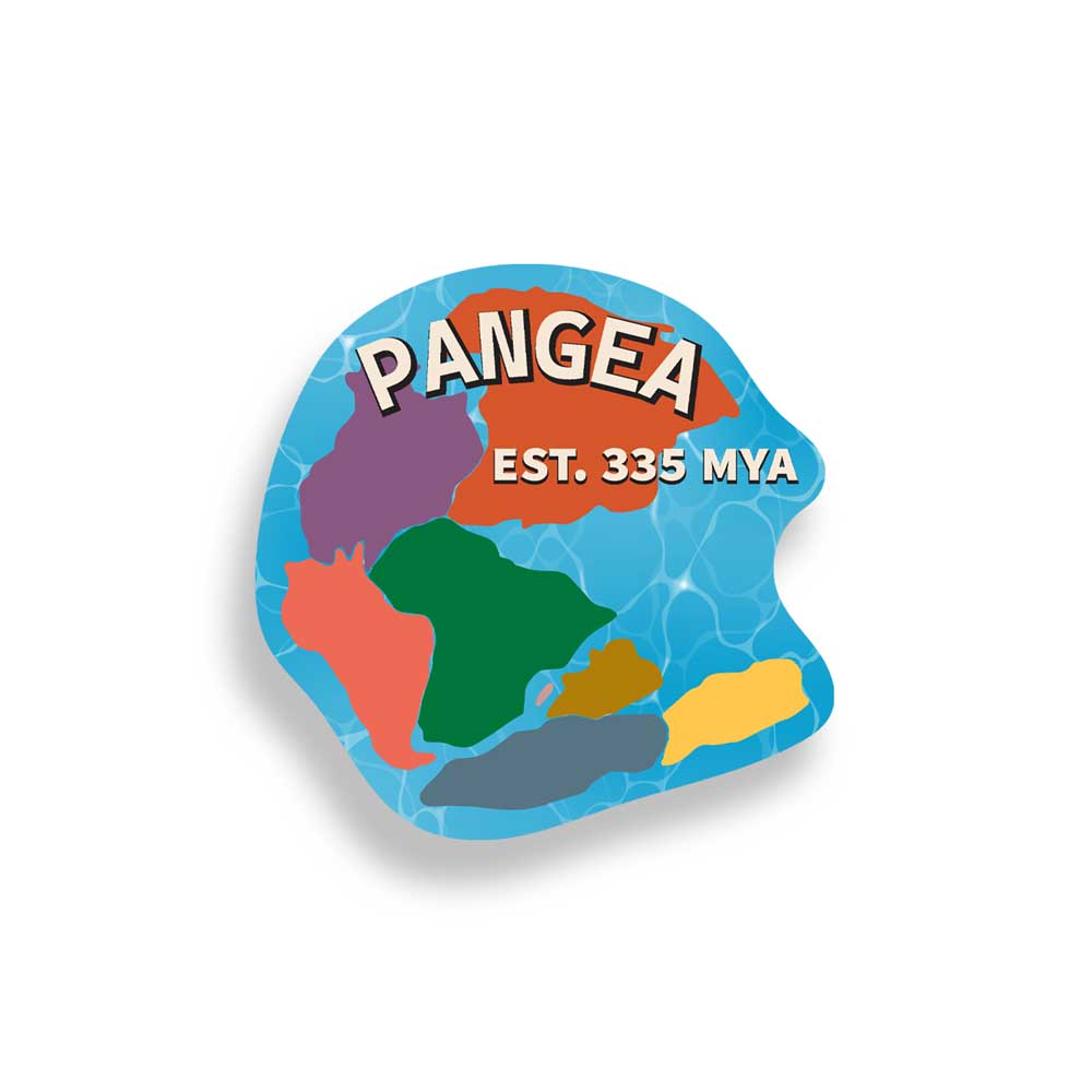 Colorful map of Pangea with 335 MYA on a white background