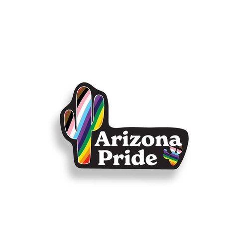 Arizona Pride sticker with rainbow design on a white background
