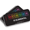 Sticker with colorful elements and 'Inclusion is Elemental' text on a black background