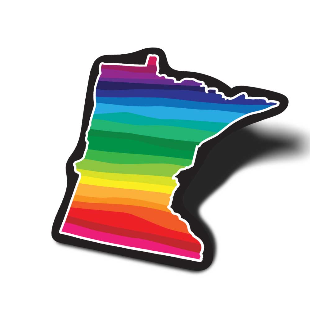 Colorful rainbow-shaped state of MN on a white background