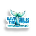 Sticker with whale tail design and 'Save the Whales' text on a white background