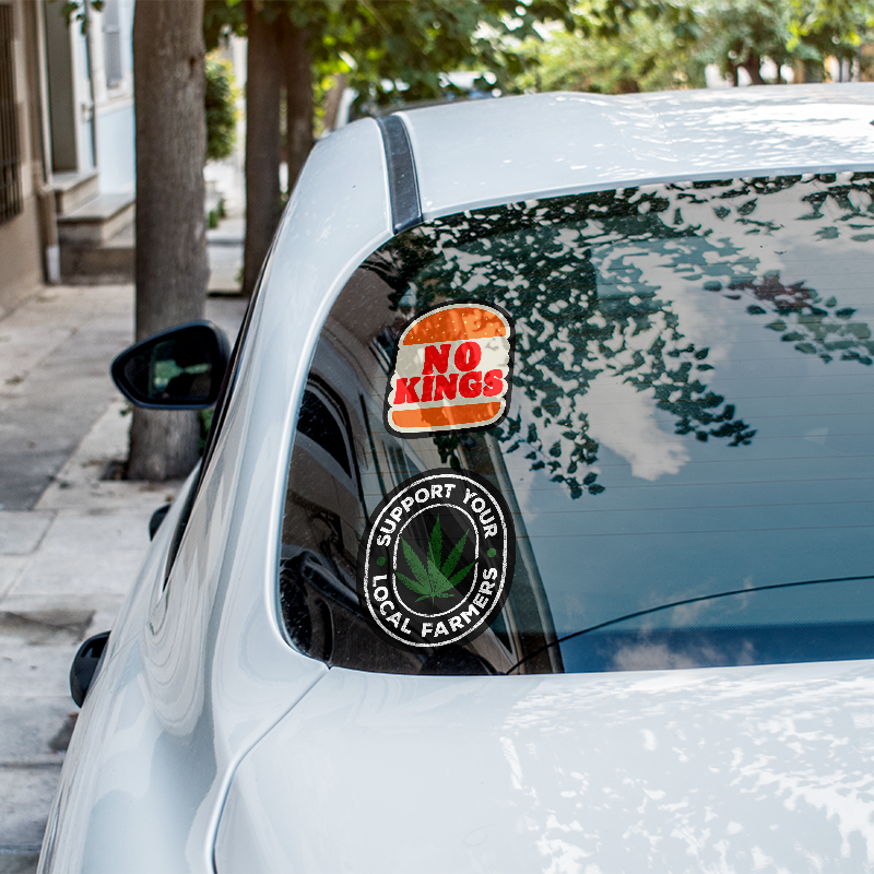 Marijuana pot weed sticker on a white car